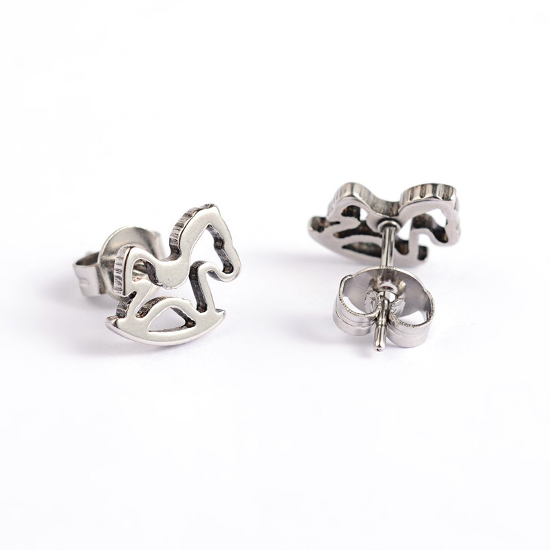 *STAINLESS HORSE STUD EARRINGS FJE06