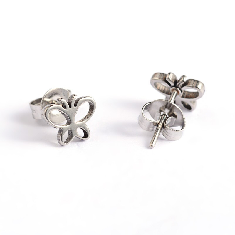 STAINLESS BUTTERFLY STUD EARRINGS FJES6