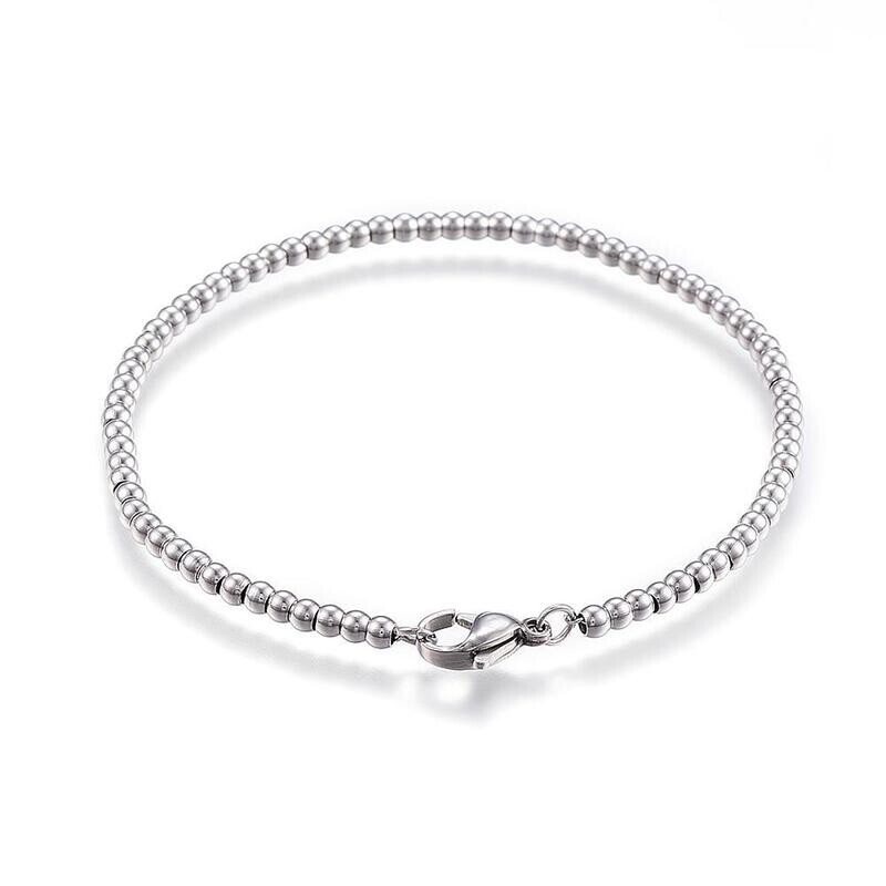 SILVER STAINLESS BEAD BRACELET