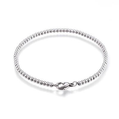 SILVER STAINLESS BEAD BRACELET