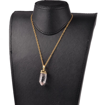GOLD STAINLESS QUARTZ NECKLACE FJN2X