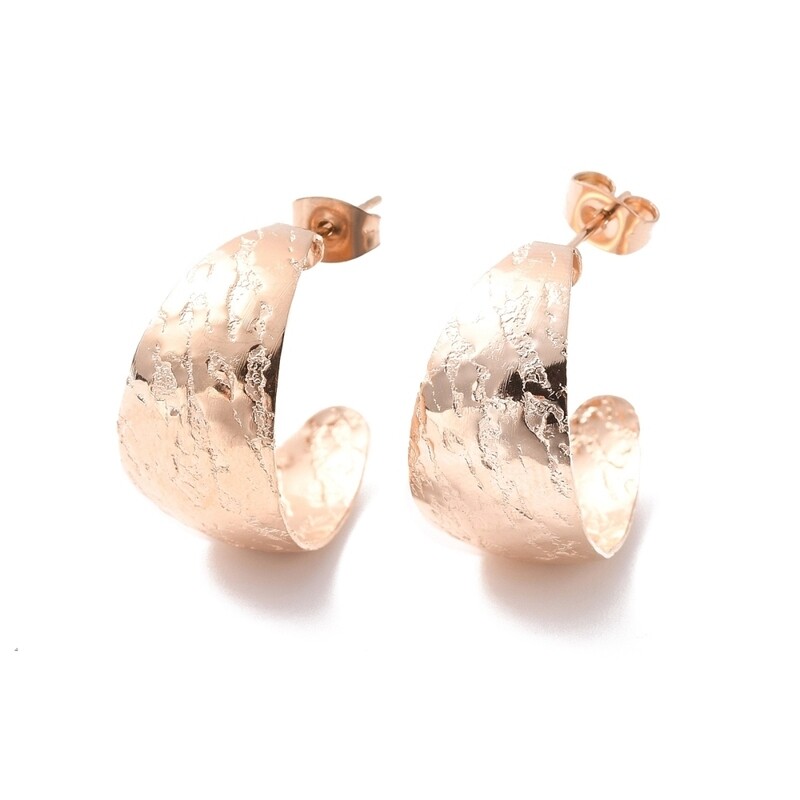 ROSE STAINLESS HOOP EARRINGS FJE77