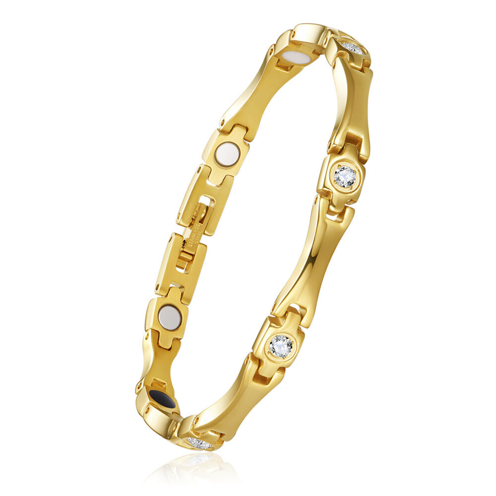 GOLD STAINLESS CZ BRACELET FJB49