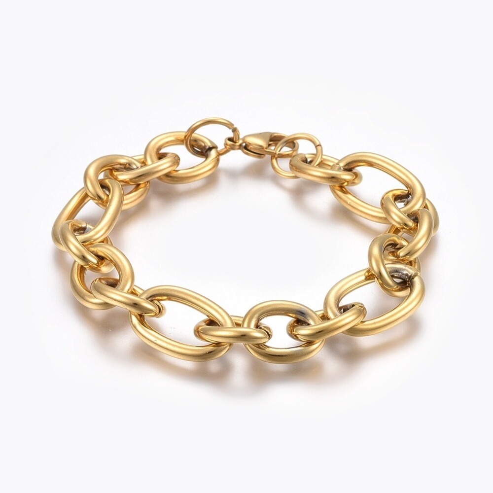 GOLD STAINLESS LINK BRACELET FJBSS