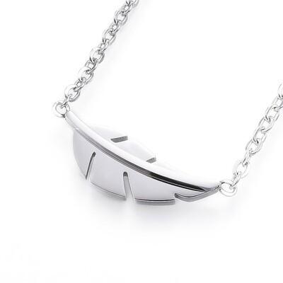 STAINLESS FEATHER NECKLACE FJN4B