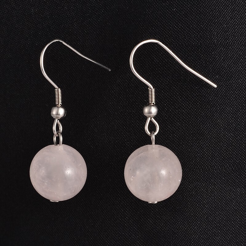 STAINLESS ROSE QUARTZ EARRINGS FJE1K