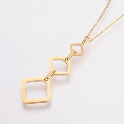 GOLD STAINLESS SQUARE NECKLACE FJNSW
