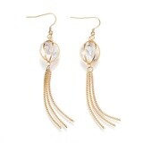 GOLD STAINLESS CZ DANGLE EARRINGS FJEE18