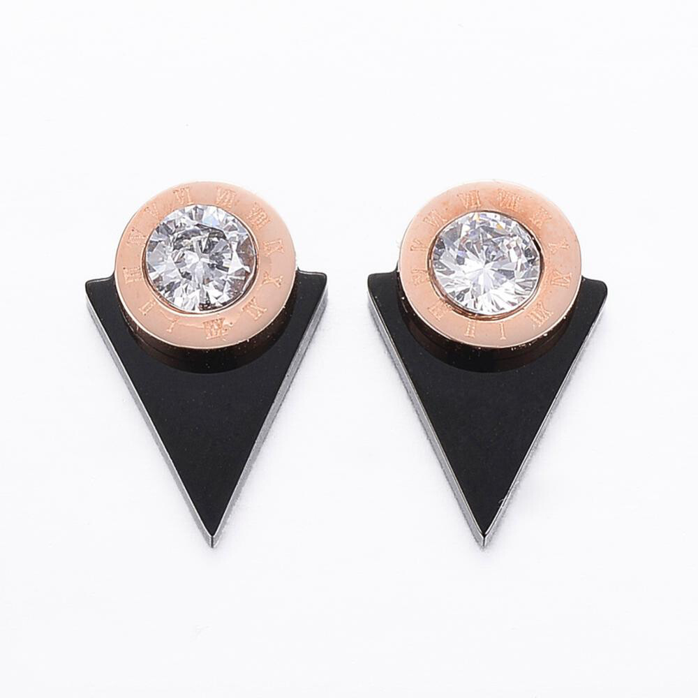 *ROSE STAINLESS CZ ENAMEL EARRINGS FJEE20