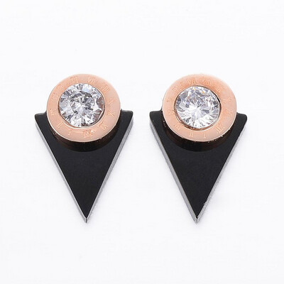 *ROSE STAINLESS CZ ENAMEL EARRINGS FJEE20