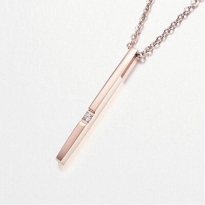 ROSE STAINLESS CZ STICK NECKLACE FJN32