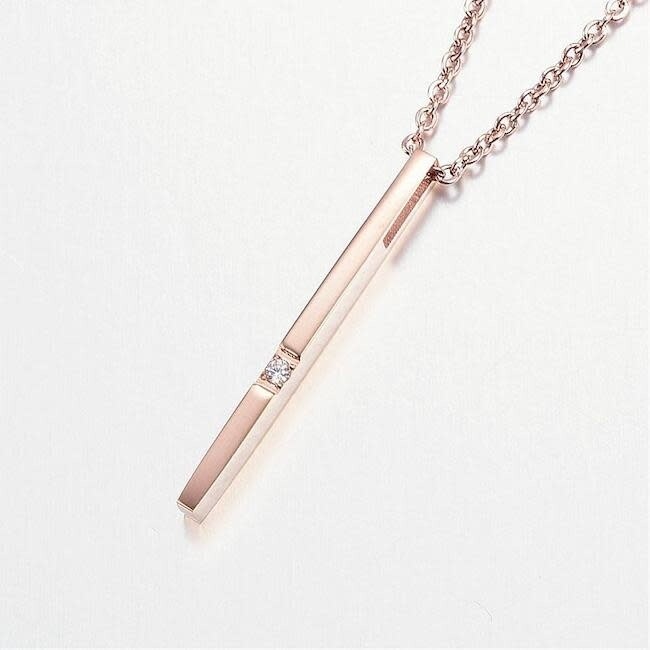 ROSE STAINLESS CZ STICK NECKLACE FJN32