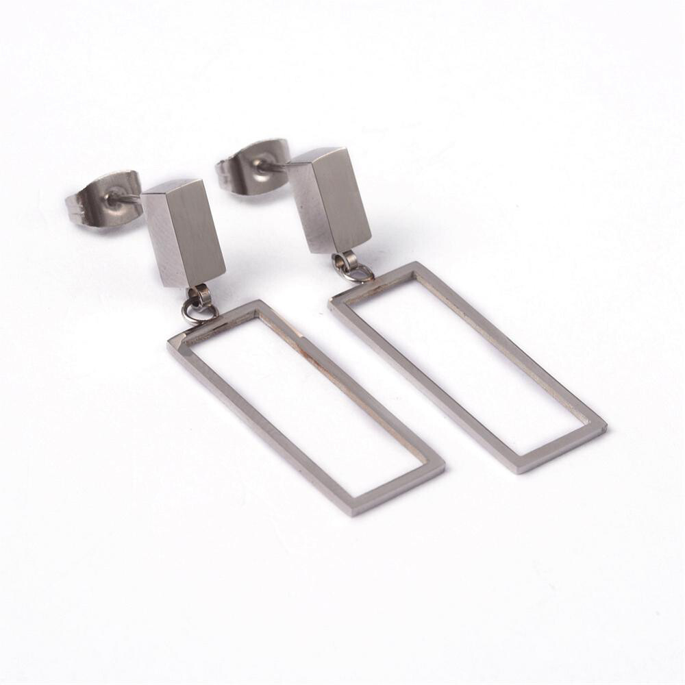 STAINLESS RECTANGLE EARRINGS FJEGDC