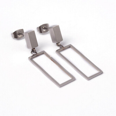 STAINLESS RECTANGLE EARRINGS FJEGDC