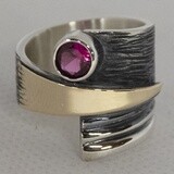 SILVER/GOLD CZ WRAP RING-6.5