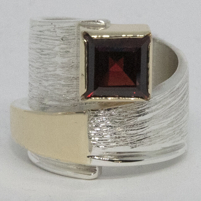 SILVER/14K GARNET WRAP RING-4