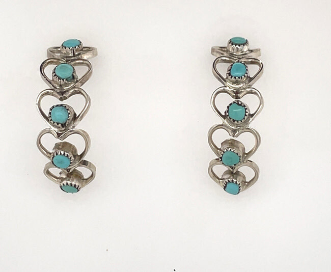 SILVER HEART HOOP EARRING ZUNI - HAZEL PABLITE