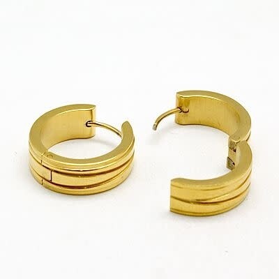 GOLD STAINLESS  HUGGIE EARRINGS FJESG