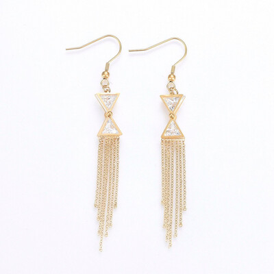 *GOLD STAINLESS CZ EARRINGS FJE2F