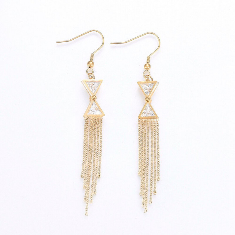*GOLD STAINLESS CZ EARRINGS FJE2F