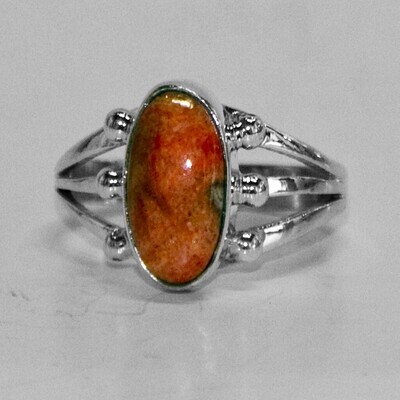 SS RING W/OVL SPNG CORAL-D SS RING W/OVL SPNG CORAL-D