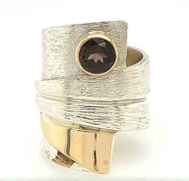 **STERLING/GOLD TOPAZ WRAP RING-5.5