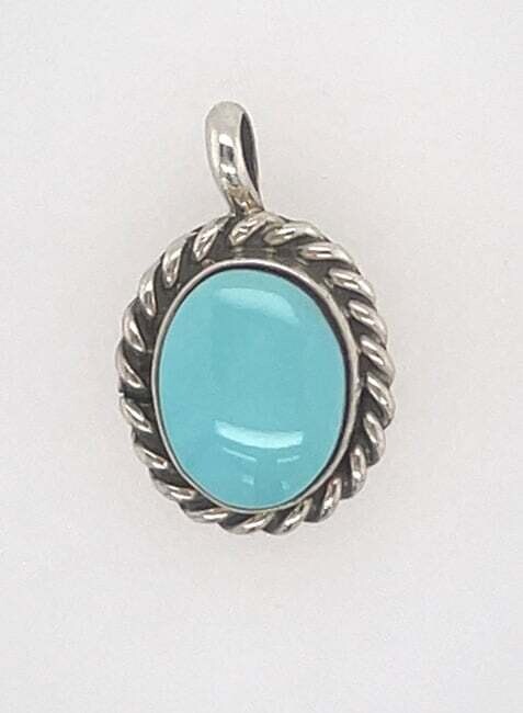 SILVER TURQUOISE PENDANT NAVAJO - JAN MARIANO