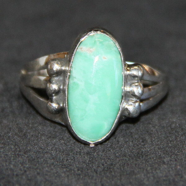 SS RING W/OBLONG TURQ.