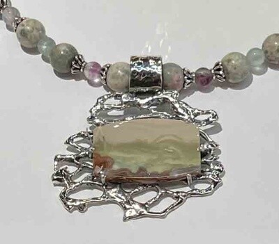 SILVER JASPER &amp; FLUORITE CACTUS NECKLACE