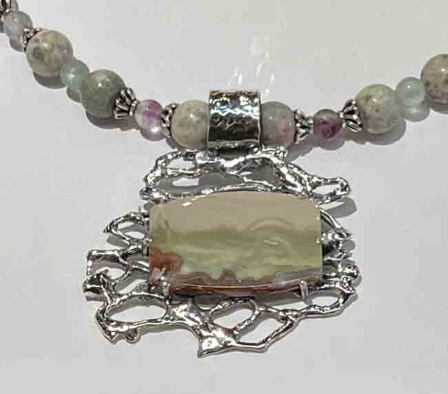 SILVER JASPER &amp; FLUORITE CACTUS NECKLACE
