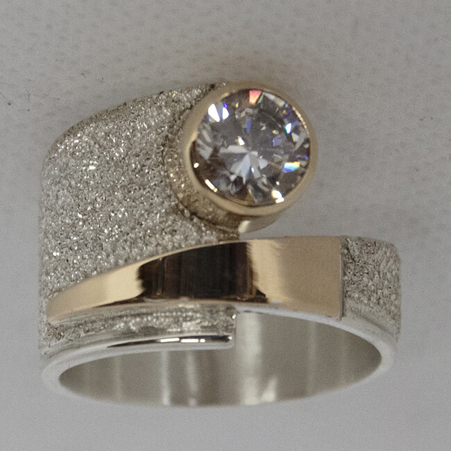 SILVER/GOLD CZ WRAP RING-13