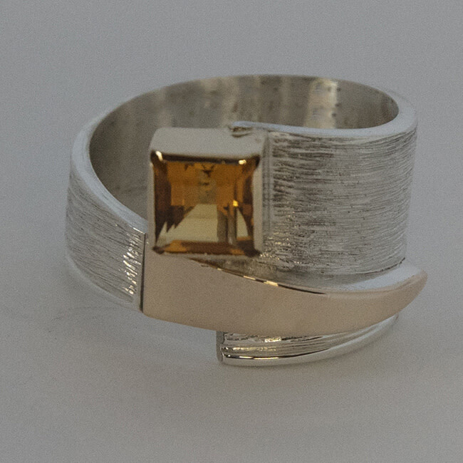 SILVER/14K CITRINE WRAP RING-10.5