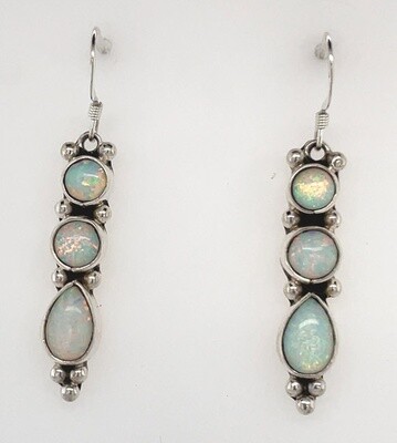 SILVER OPAL EARRINGS NAVAJO - GARY SHORTY