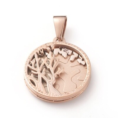 ROSE STAINLESS TREE OF LIFE PENDANT FJP22