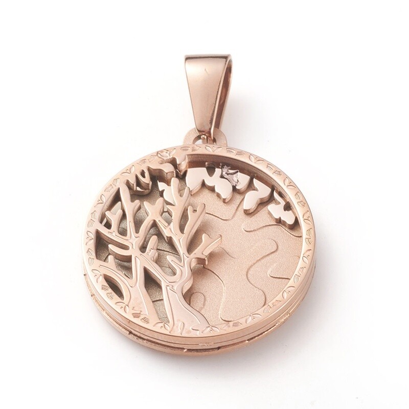 ROSE STAINLESS TREE OF LIFE PENDANT FJP22