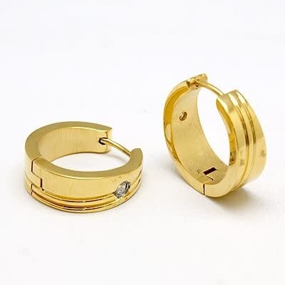 GOLD STAINLESS HUGGIE EARRINGS FJEGCZ