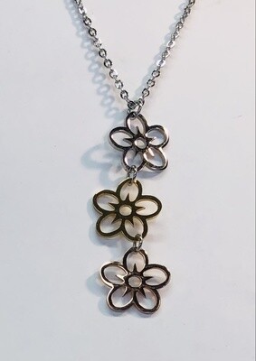 MIXED STAINLESS FLOWER NECKLACE FJNC-18