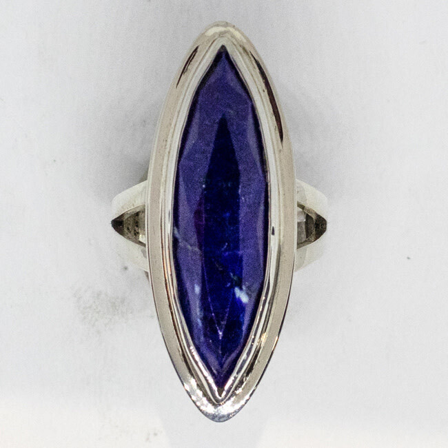 SILVER MARQUISE LAPIS RING