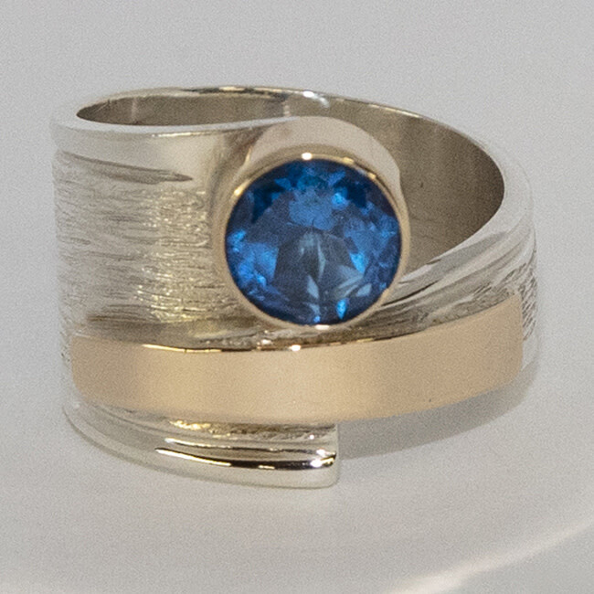 SILVER/14K TOPAZ WRAP RING-8.5