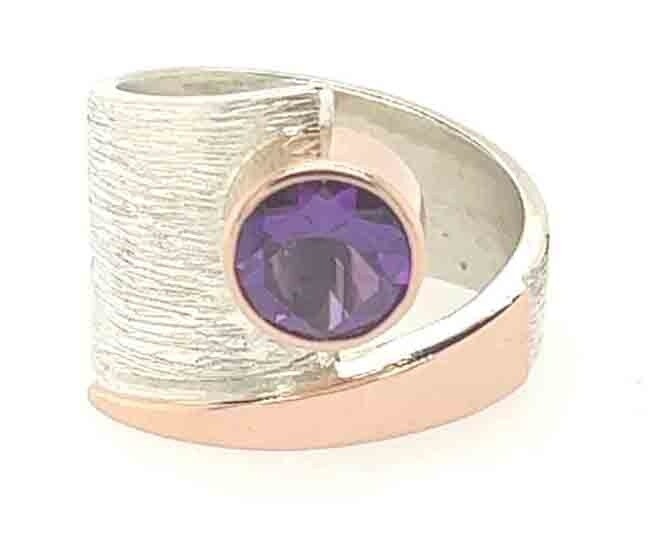 SILVER/GOLD AMETHYST WRAP RING-8