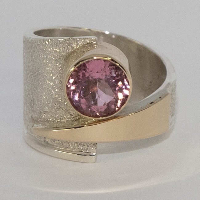 SILVER/GOLD TOURMALINE WRAP RING-8.5