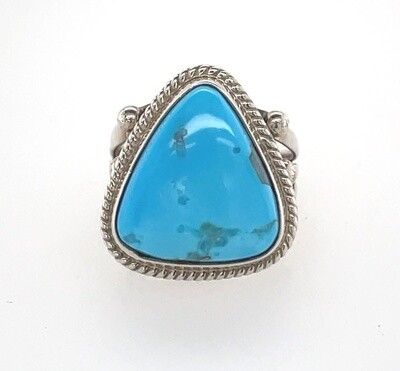 SILVER TURQUOISE RING NAVAJO-DANIEL BENALLY - SIZE 6 SILVER TURQUOISE RING NAVAJO-DANIEL BENALLY - SIZE 6