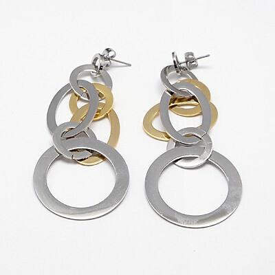 ROSE STAINLESS HOOP SMOOTH EARRINGS