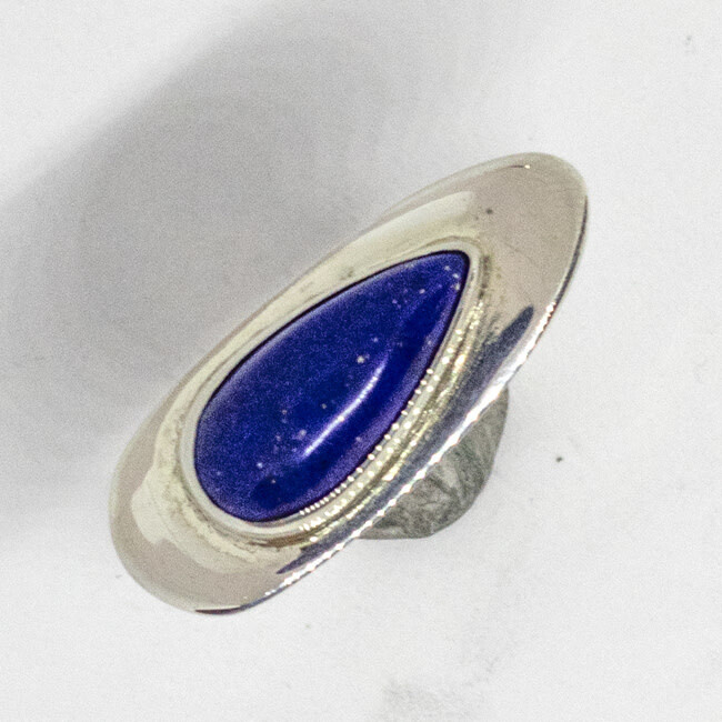 SILVER TEARDROP LAPIS RING
