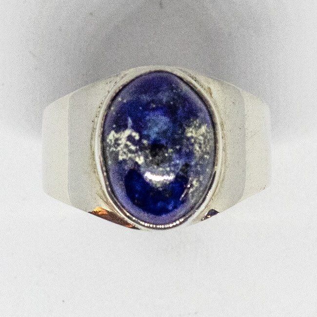 SILVER OVAL LAPIS RING