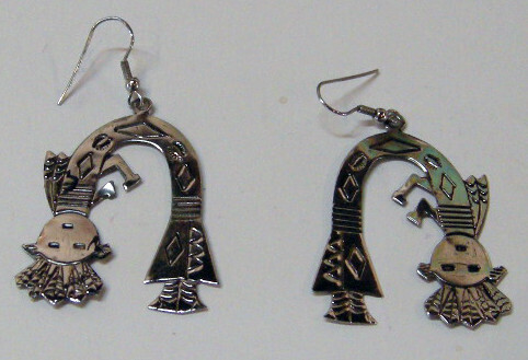 SILVER KACHINA DOLL EARRINGS NAVAJO