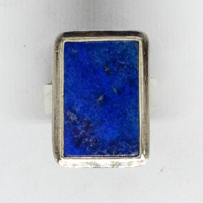 SILVER RECTANGLE LAPIS RING