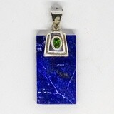 SILVER LAPIS &amp; TOURMALINE PENDANT