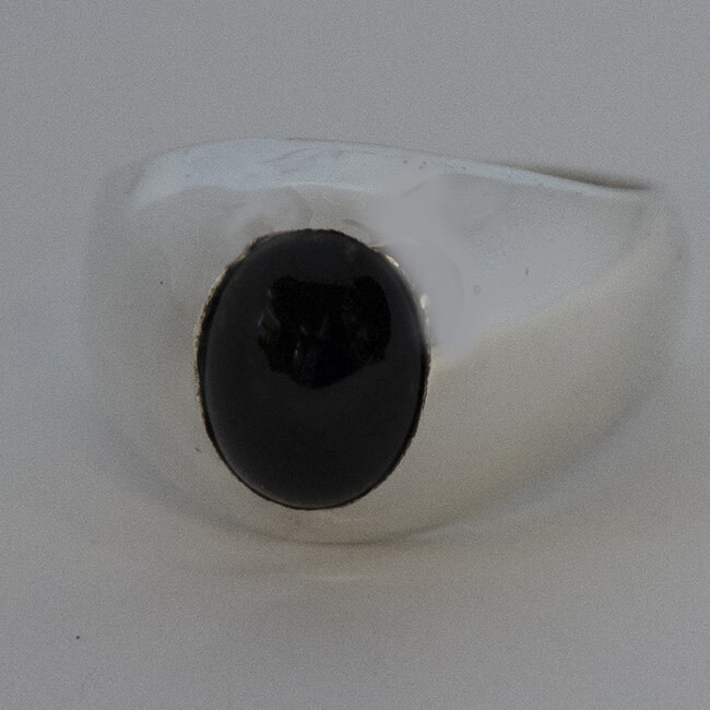 SILVER ONYX RING-7.5