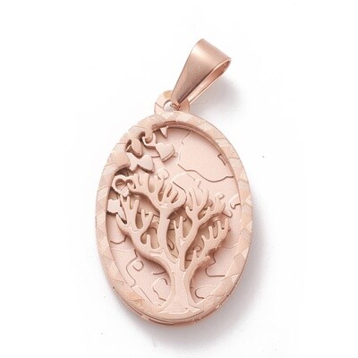 ROSE STAINLESS TREE OF LIFE PENDANT FJP16
